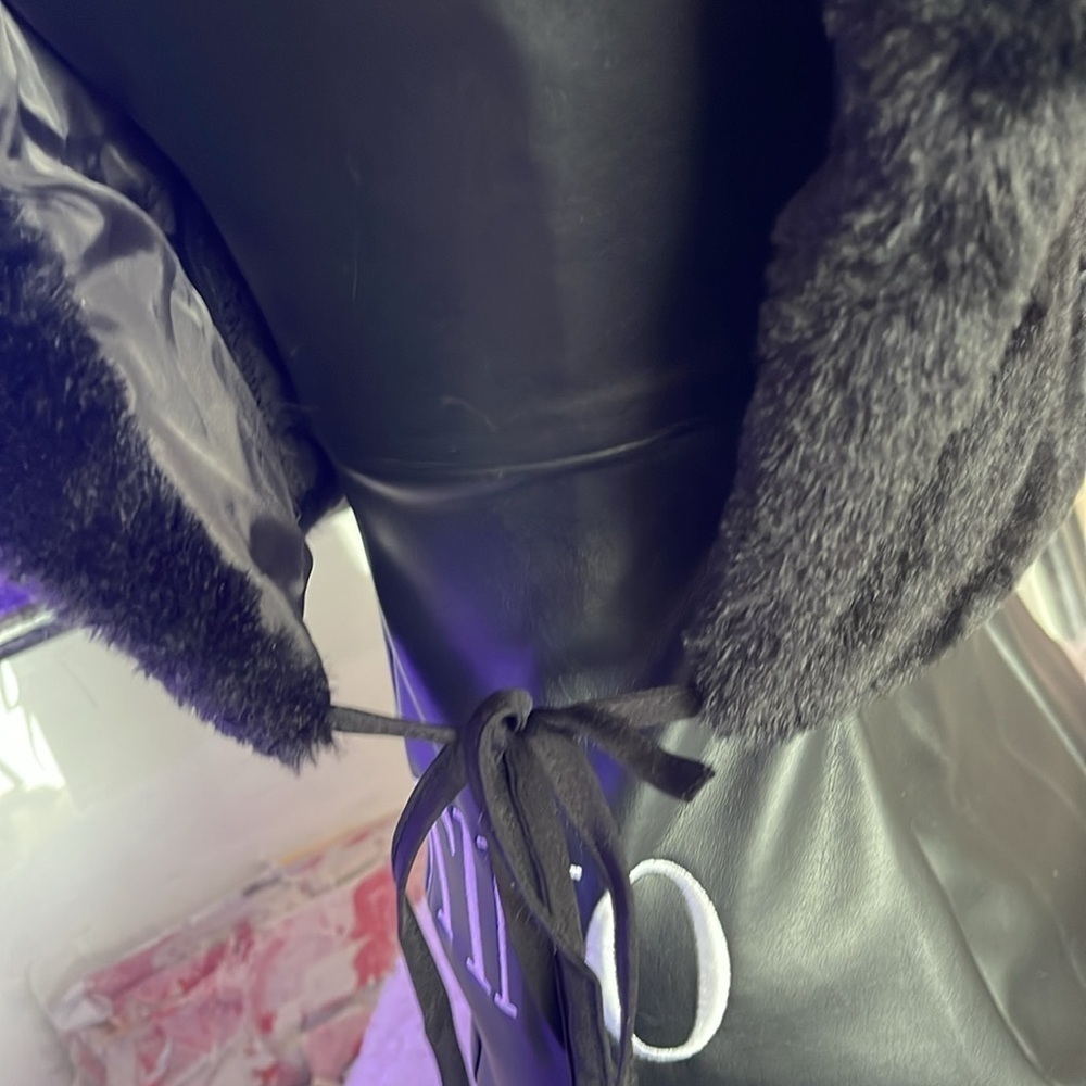 Faux fur black winter vest winter jacket with hoody . Great for layering NWOT - Picture 9 of 10